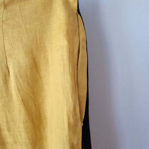 Ic by connie womens pants size L mustard side stripe Linen pockets elastic back - Picture 5 of 9